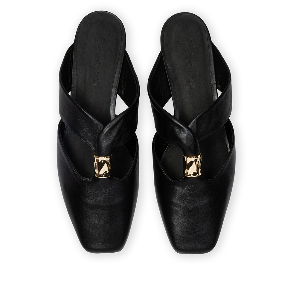 MULE BICO QUADRADO PRETA DE COURO image number 4