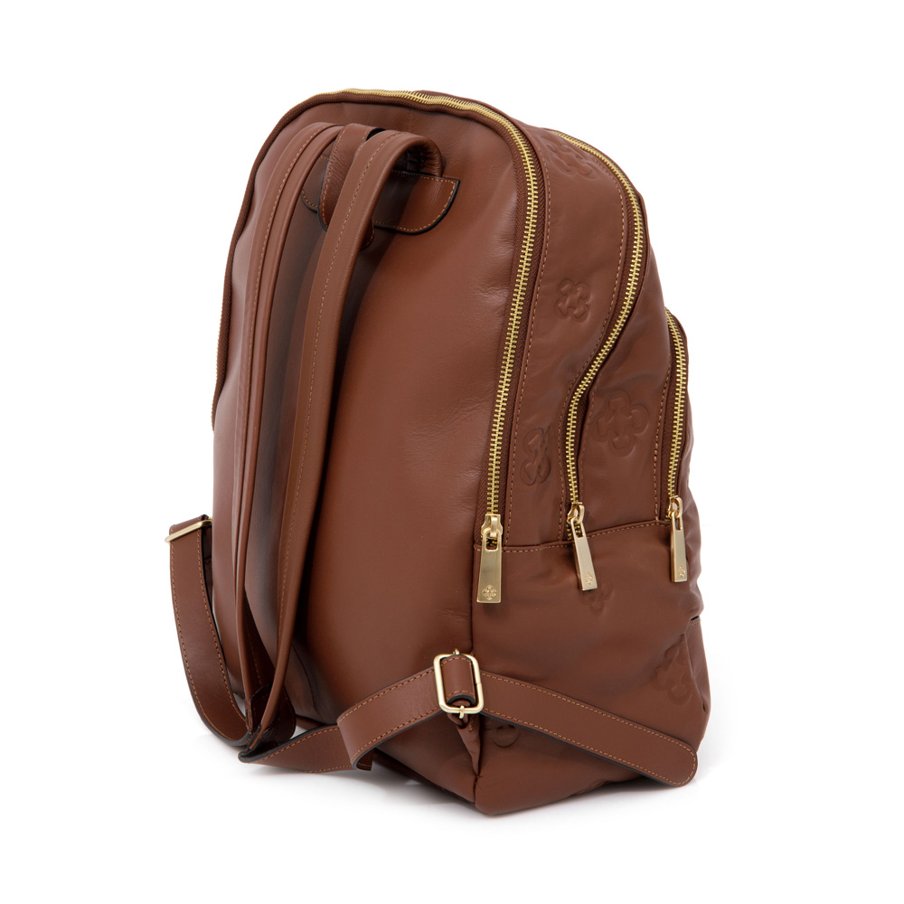 MOCHILA FEMININA DE COURO MARROM BOLSOS ZÍPER image number 3