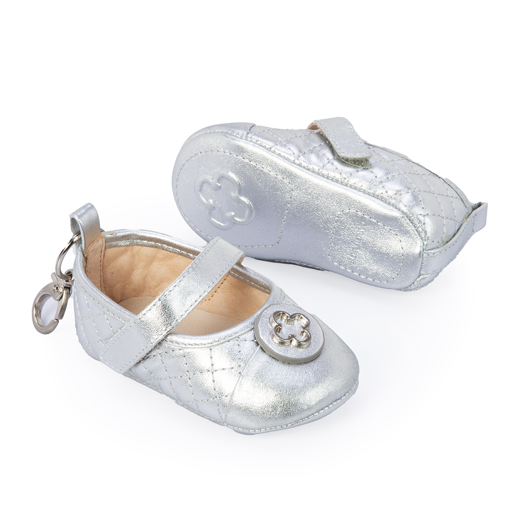 SAPATILHA BEB&Ecirc; RN DE COURO PRATA CATHERINE image number 3