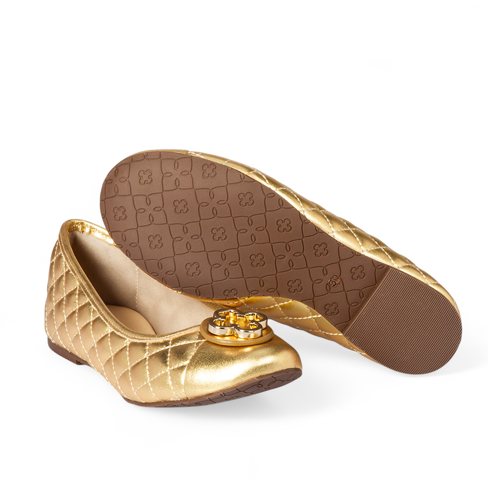 SAPATILHA INFANTIL DOURADA DE COURO MATELASS&Ecirc; image number 3