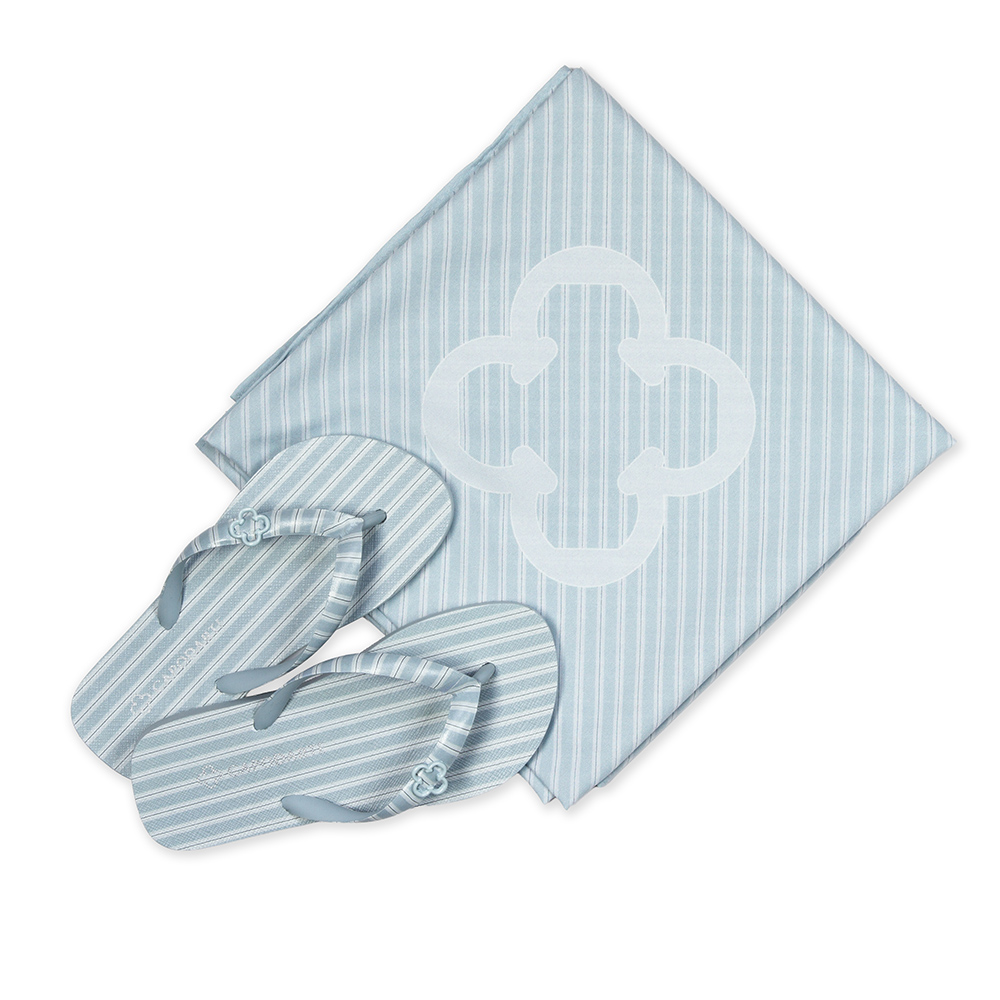 KIT INFANTIL CHINELO DE AZUL LISTRAS + BOLSA DE LEN&Ccedil;O image number 0