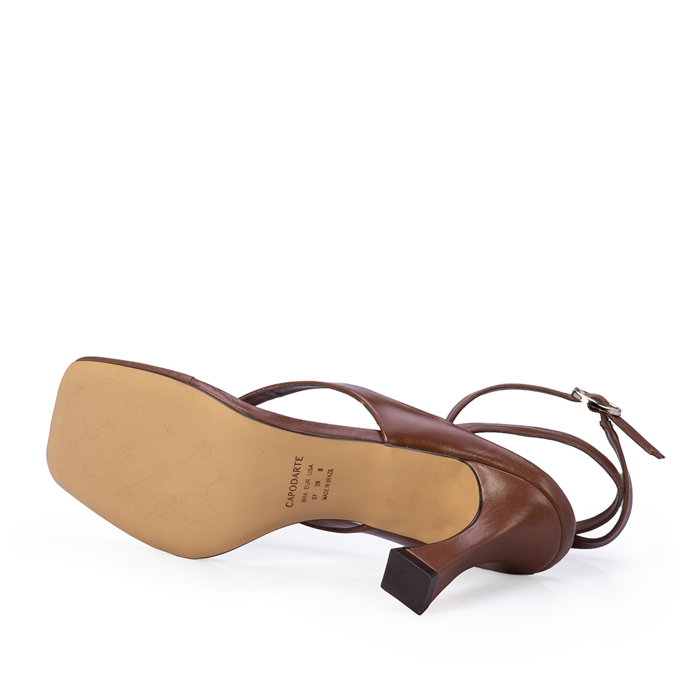 SAND&Aacute;LIA BICO QUADRADO MARROM &Eacute;BANO DE COURO image number 3