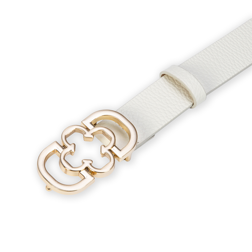 CINTO FEMININO COURO BRANCO FIVELA DOURADA MONOGRAMA image number 3