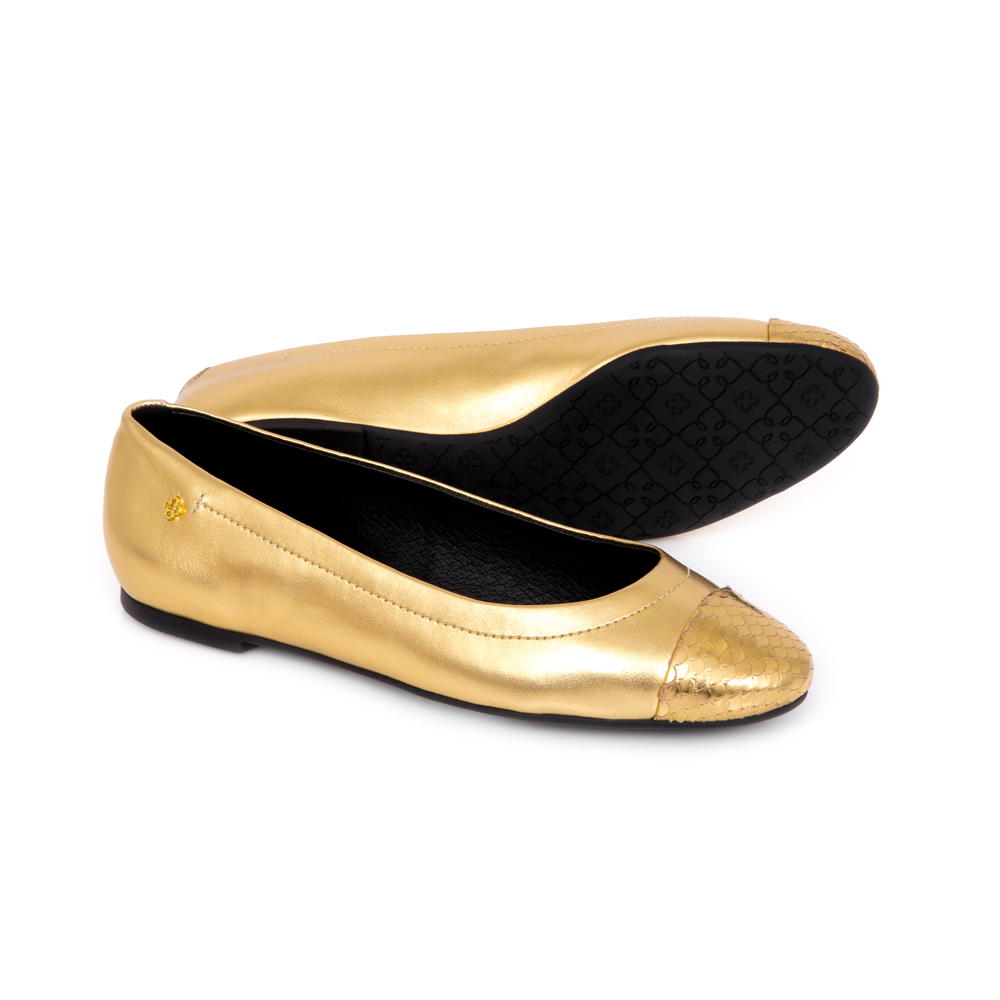 SAPATILHA DOURADA BICO REDONDO PITONE image number 3
