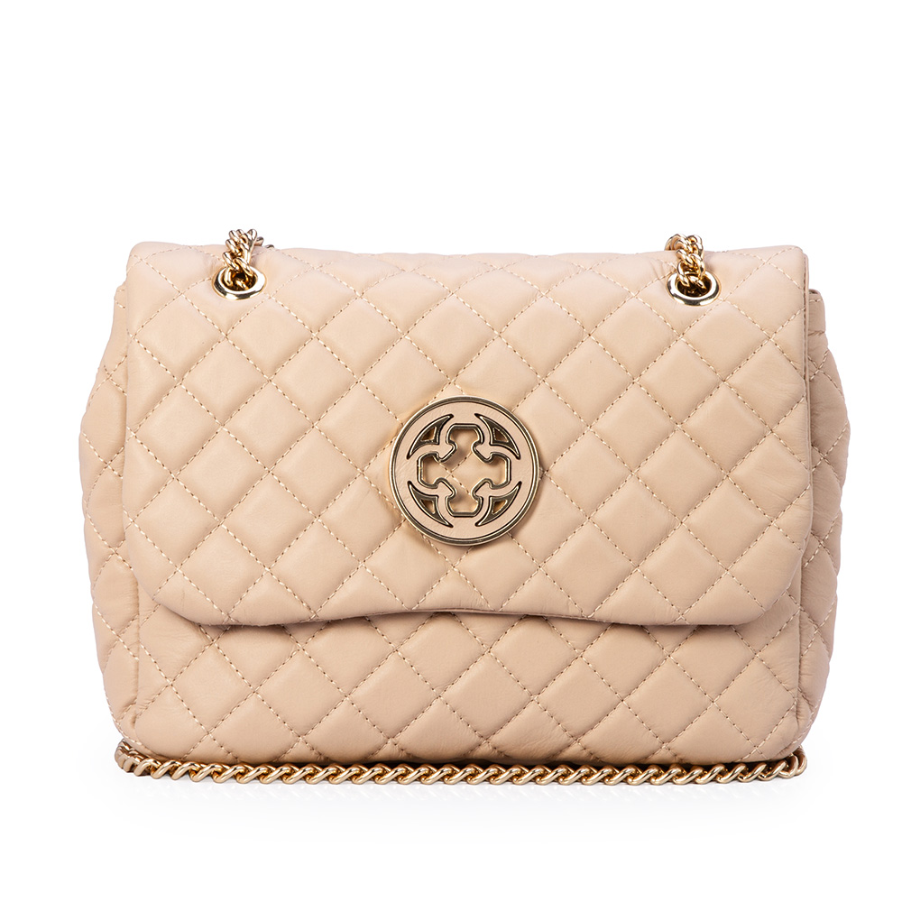 BOLSA SHOULDER BAG DE COURO MATELASS&Ecirc; NUDE OLIVIA image number 3