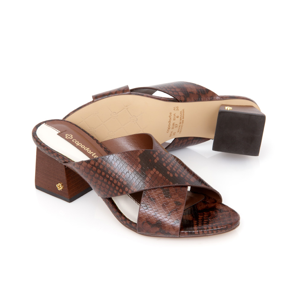 MULE SALTO BLOCO MARROM COURO PITONE image number 3