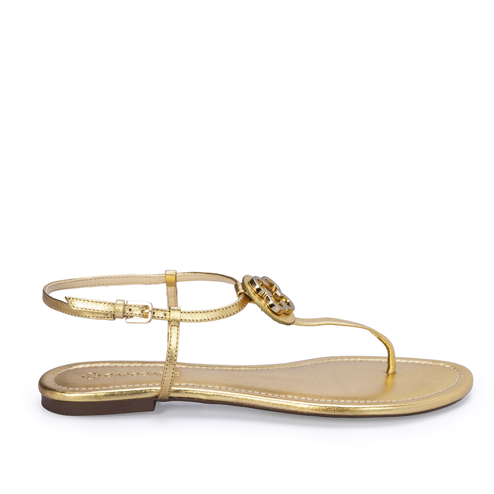 SAND&Aacute;LIA RASTEIRA DE COURO DOURADA METALIZADA image number 0