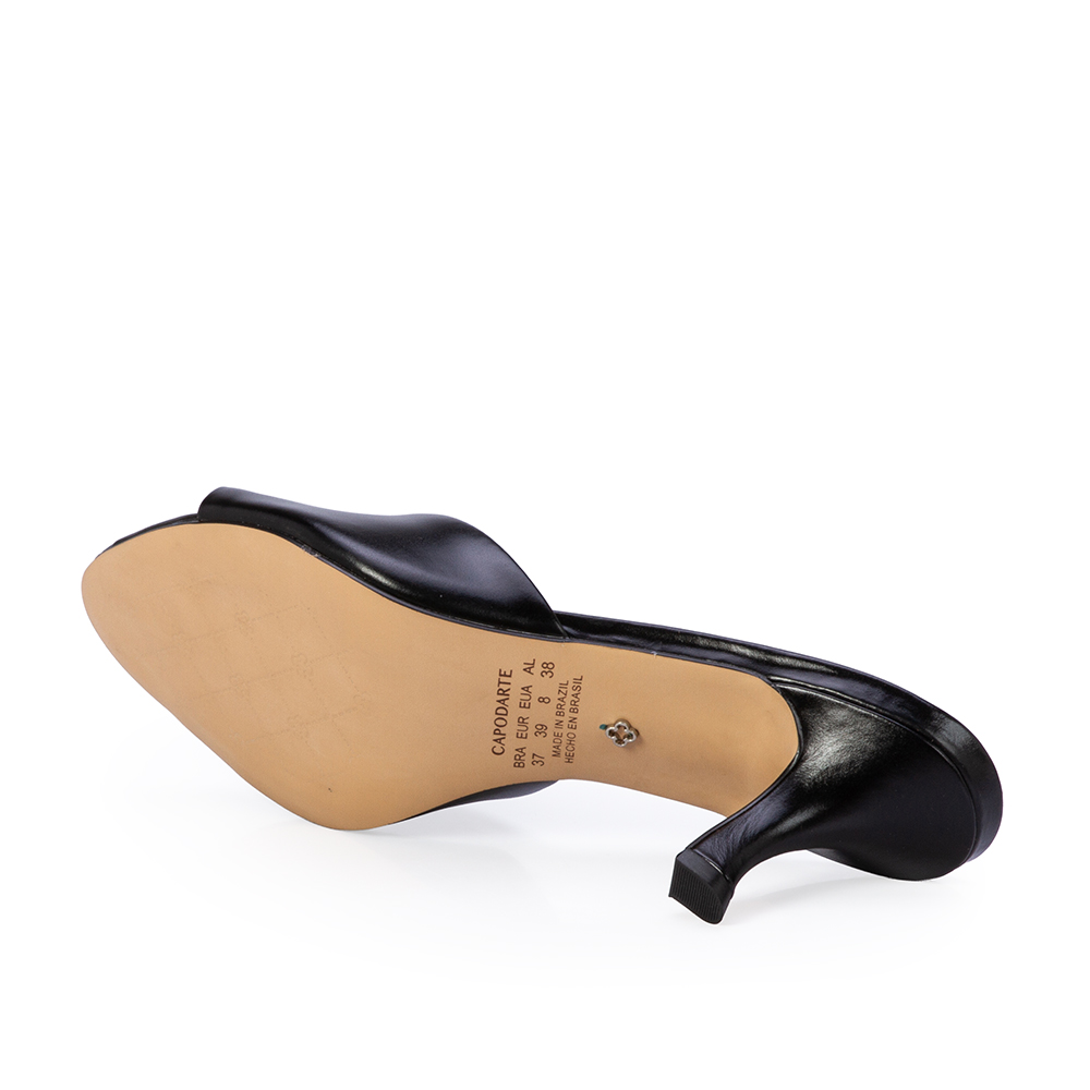 MULE SALTO M&Eacute;DIO PRETA DE COURO image number 3