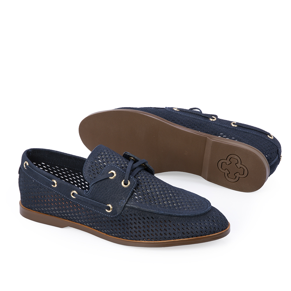 LOAFER MARINHO AZZURRO DE COURO NOBUCK LA&Ccedil;O image number 3