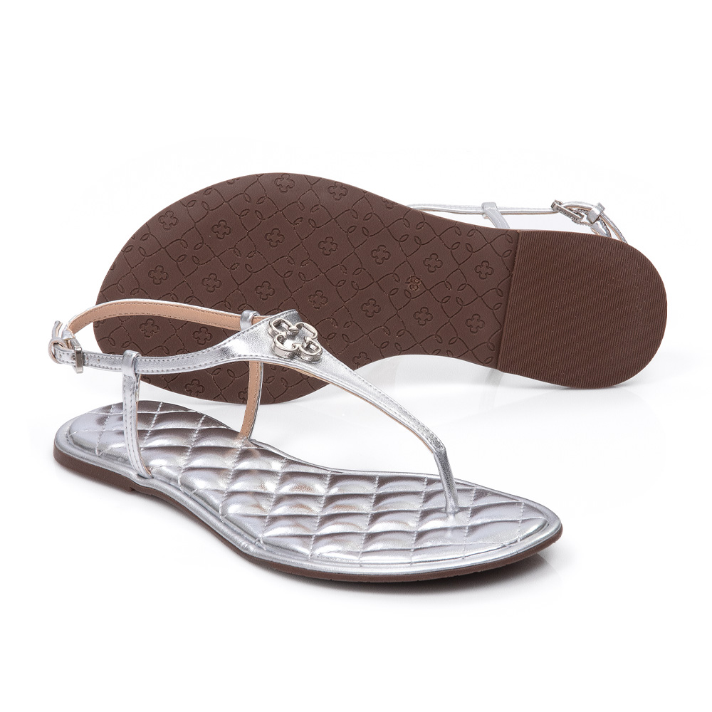 SANDÁLIA RASTEIRA PRATEADA METALIZADA MATELASSÊ image number 2