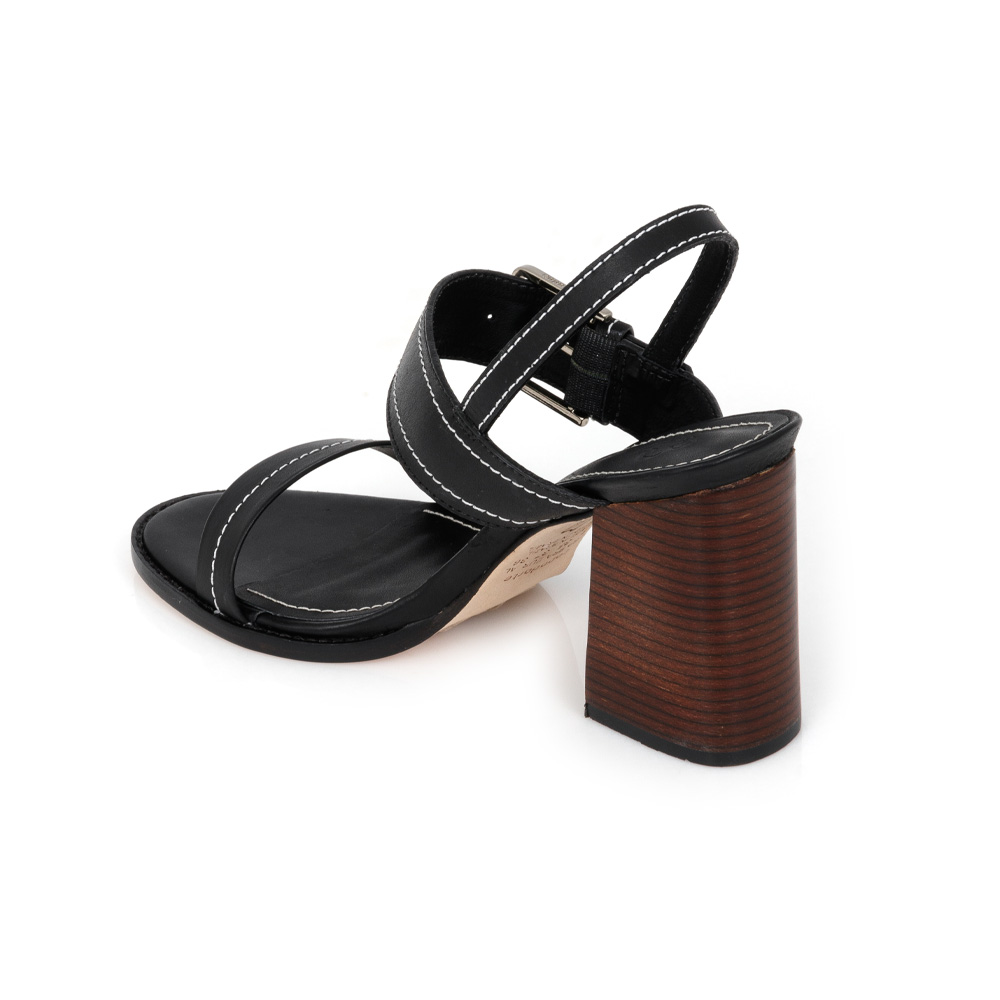 SANDÁLIA PRETA SALTO ALTO COURO image number 2