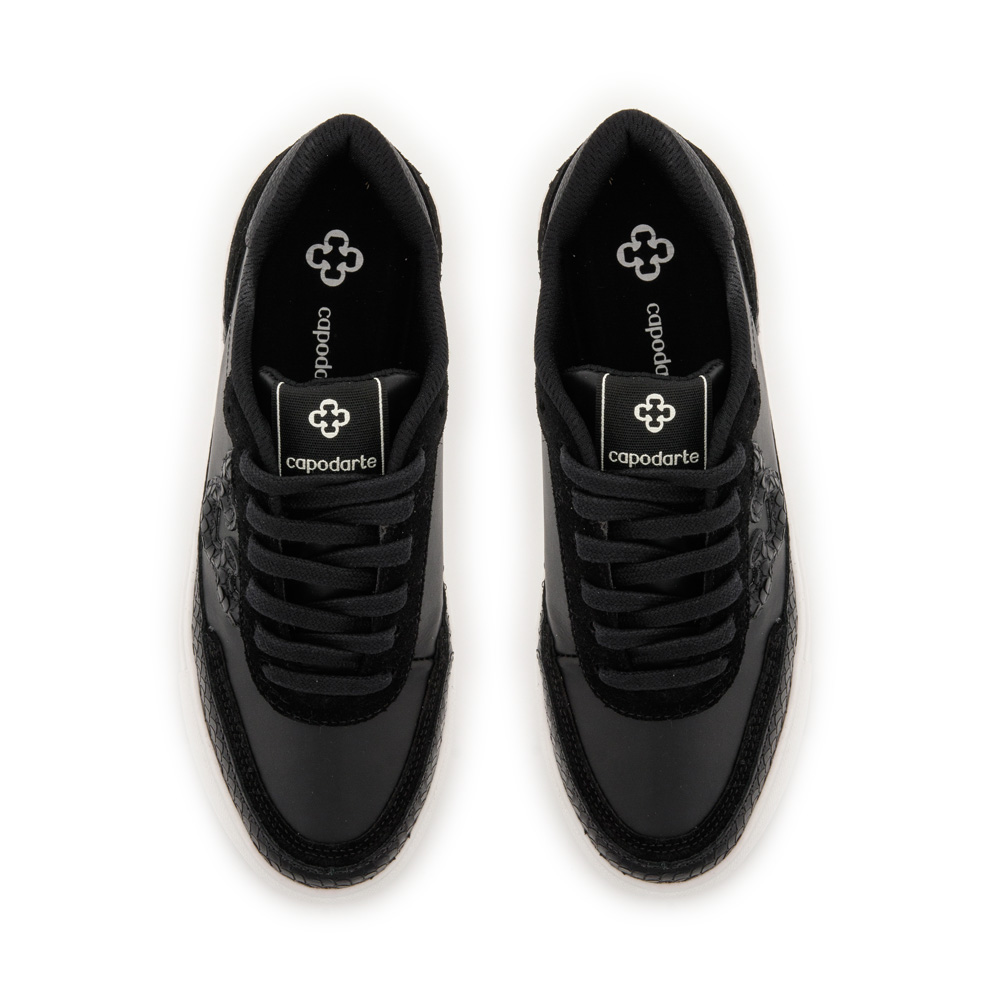 TÊNIS PRETO COURO AMARRAÇÃO FEMININO image number 4