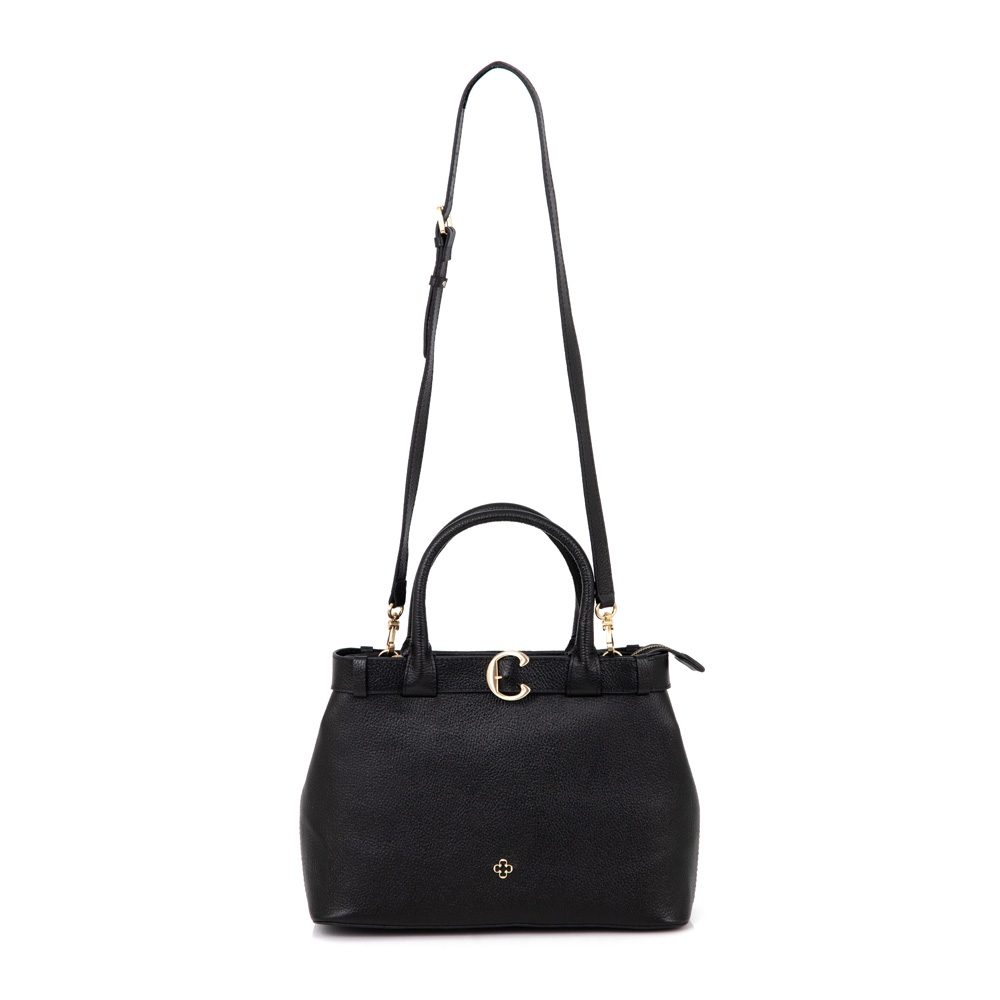 BOLSA M&Eacute;DIA PRETA DE COURO TOTE image number 3