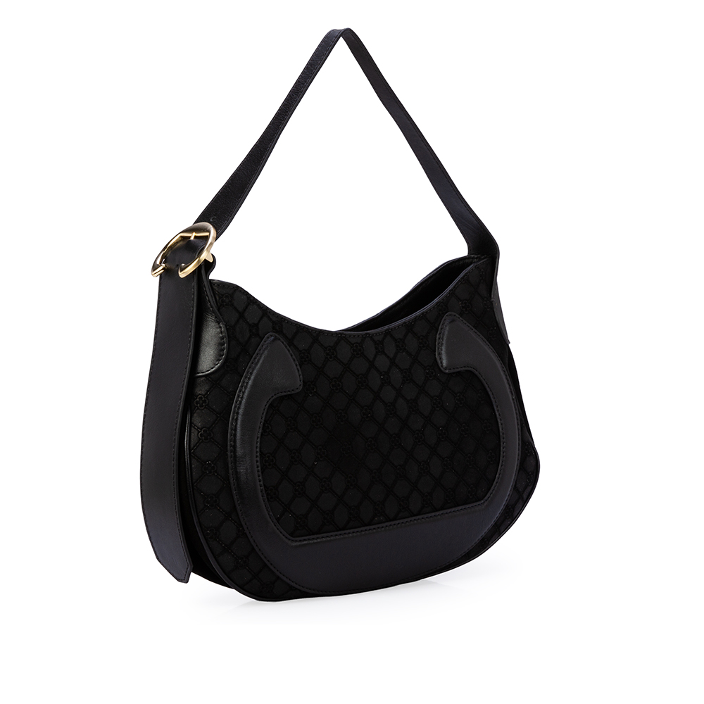 BOLSA M&Eacute;DIA PRETA DE COURO HOBO image number 1