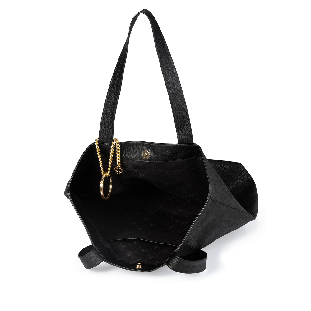BOLSA PRETA DE COURO SHOPPER VIRA BUCKET image number 4