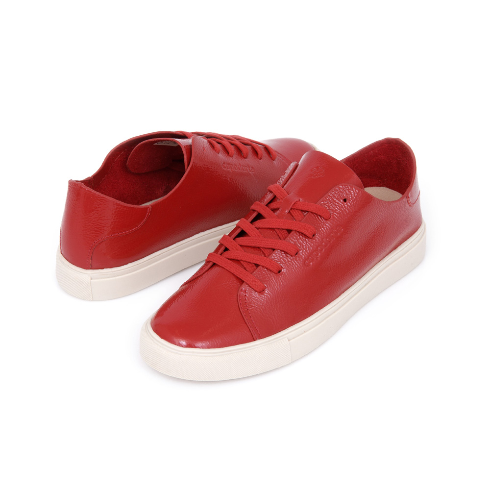 TÊNIS FEMININO DE COURO VERMELHO MERLOT VERNIZ AMARRAÇÃO image number 2