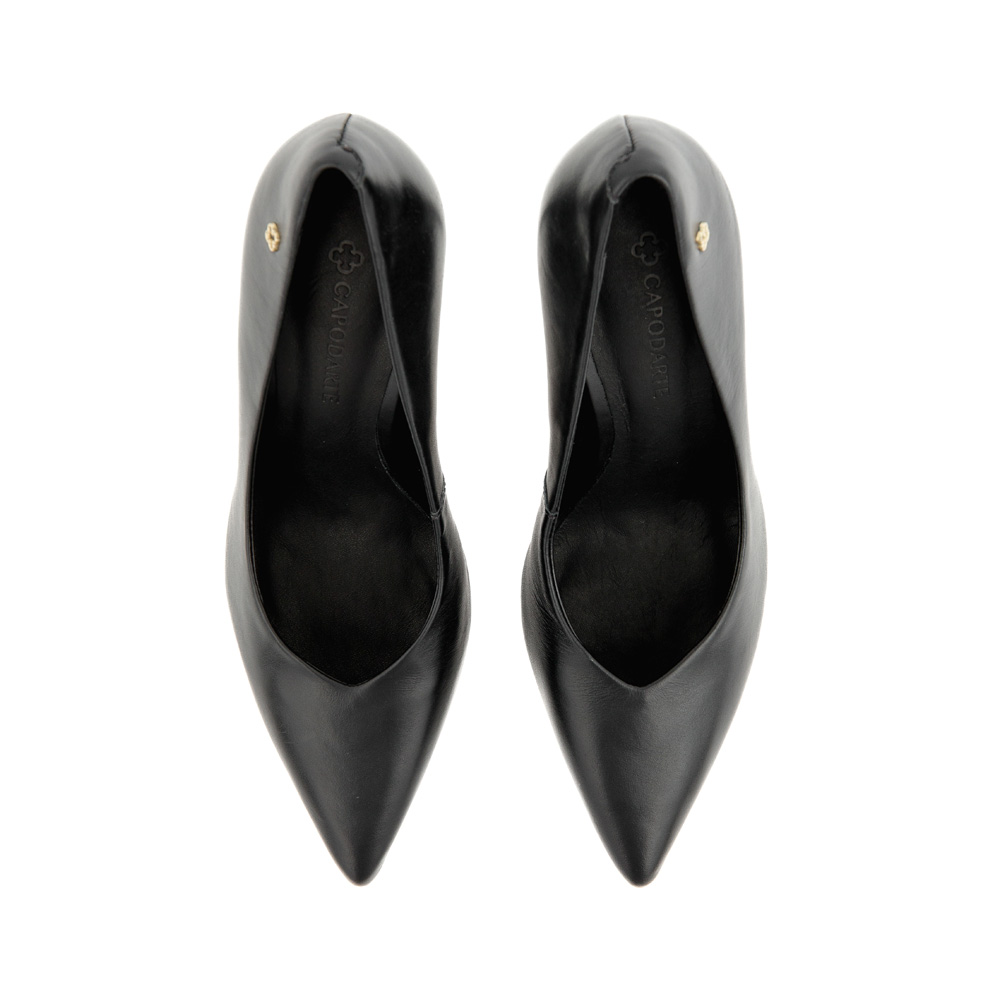 SCARPIN SALTO ALTO PRETO DE COURO image number 4