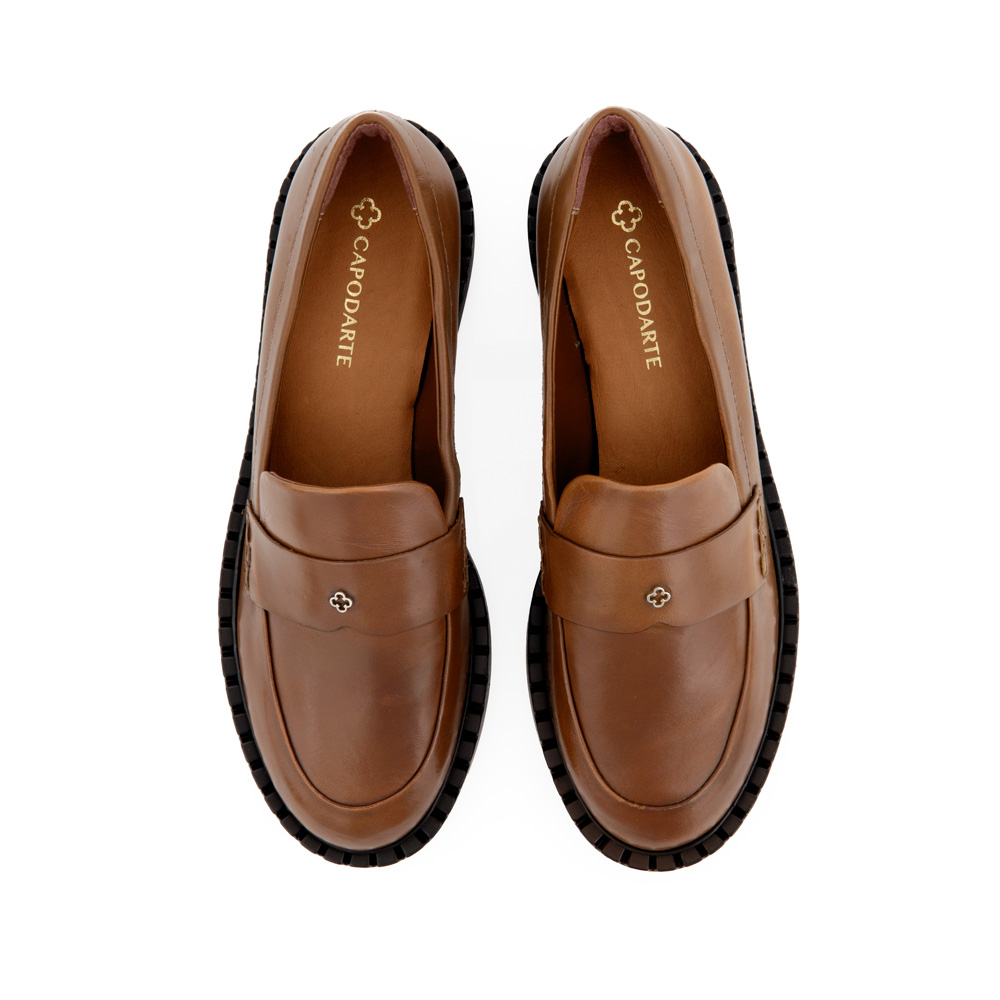 LOAFER MOCASSIM MARROM DE COURO SALTO BAIXO image number 4
