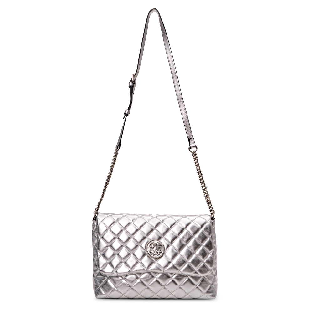 BOLSA PRATEADA METALIZADA DE COURO MATELASS&Ecirc; SHOULDER BAG image number 3