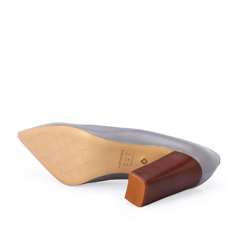 SCARPIN SALTO BLOCO CINZA CARBONO DE COURO image number 3