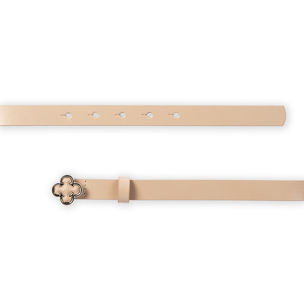 CINTO DE COURO NUDE FIVELA LOGO PRATEADA image number 2