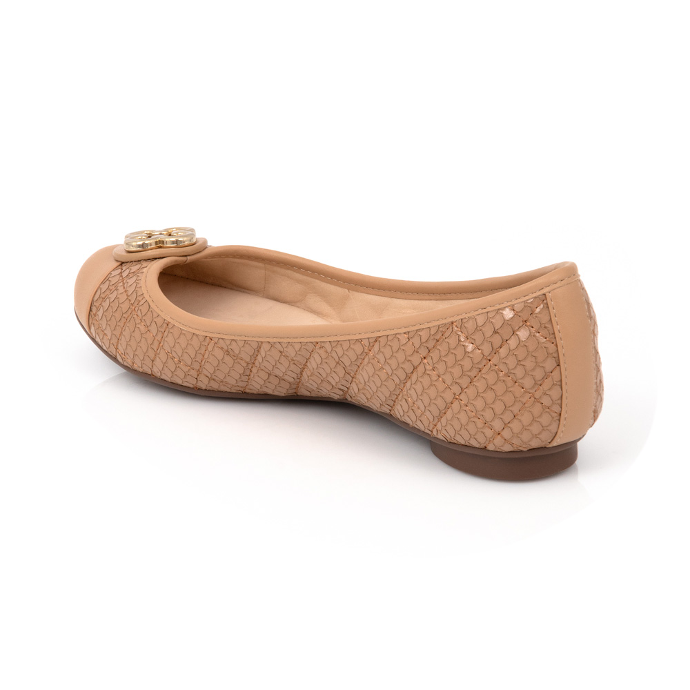 SAPATILHA CATHERINE BEGE NATURALE DE COURO MATELASS&Ecirc; image number 2