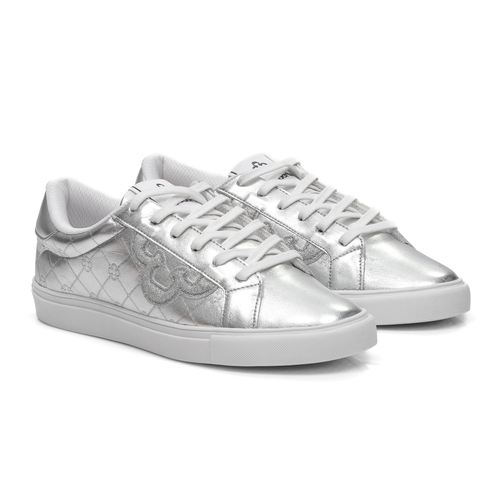 TÊNIS FEMININO PRATA METALIZADO AMARRAÇÃO MONOGRAMA image number 1
