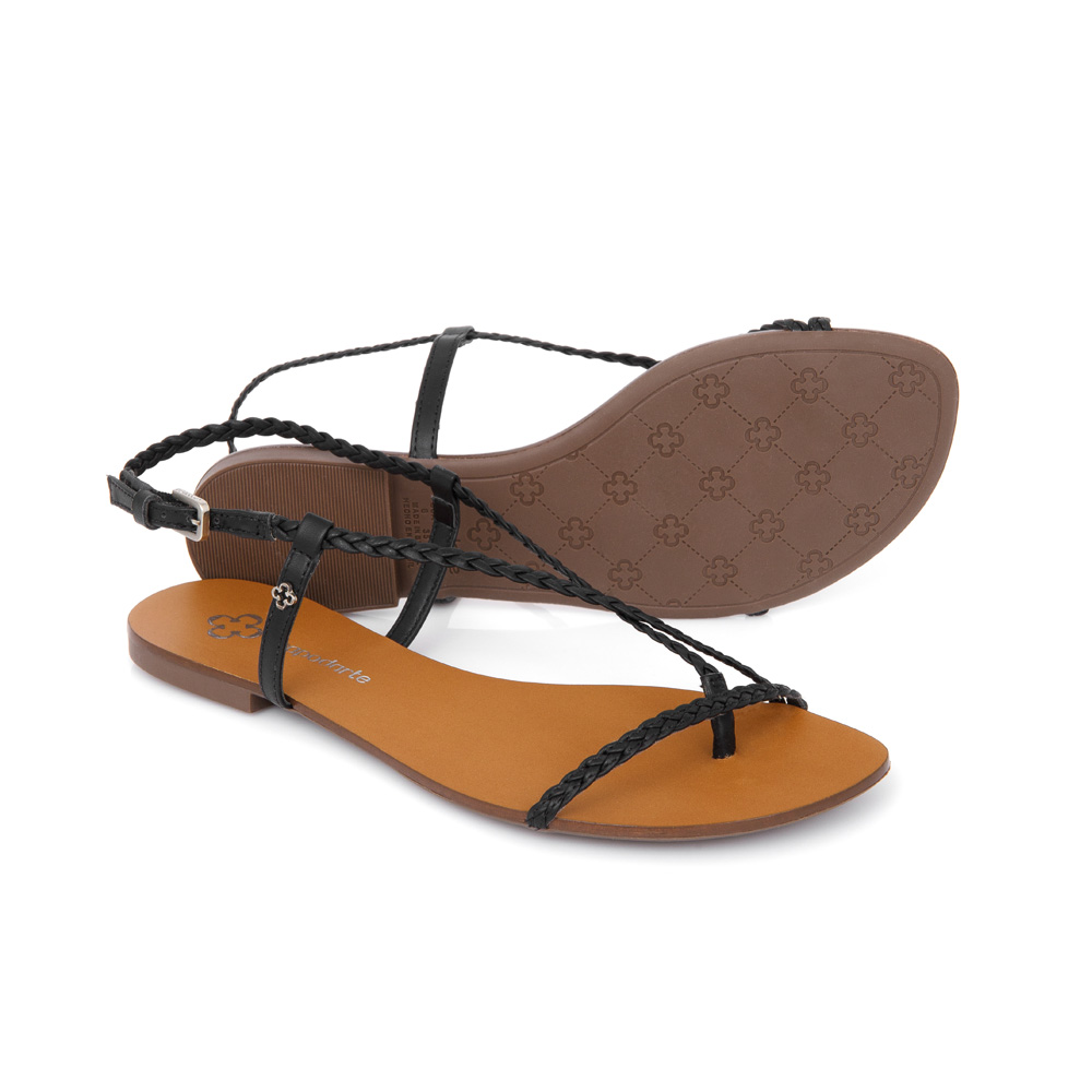 SANDÁLIA RASTEIRA PRETA COURO TRANÇADA image number 3