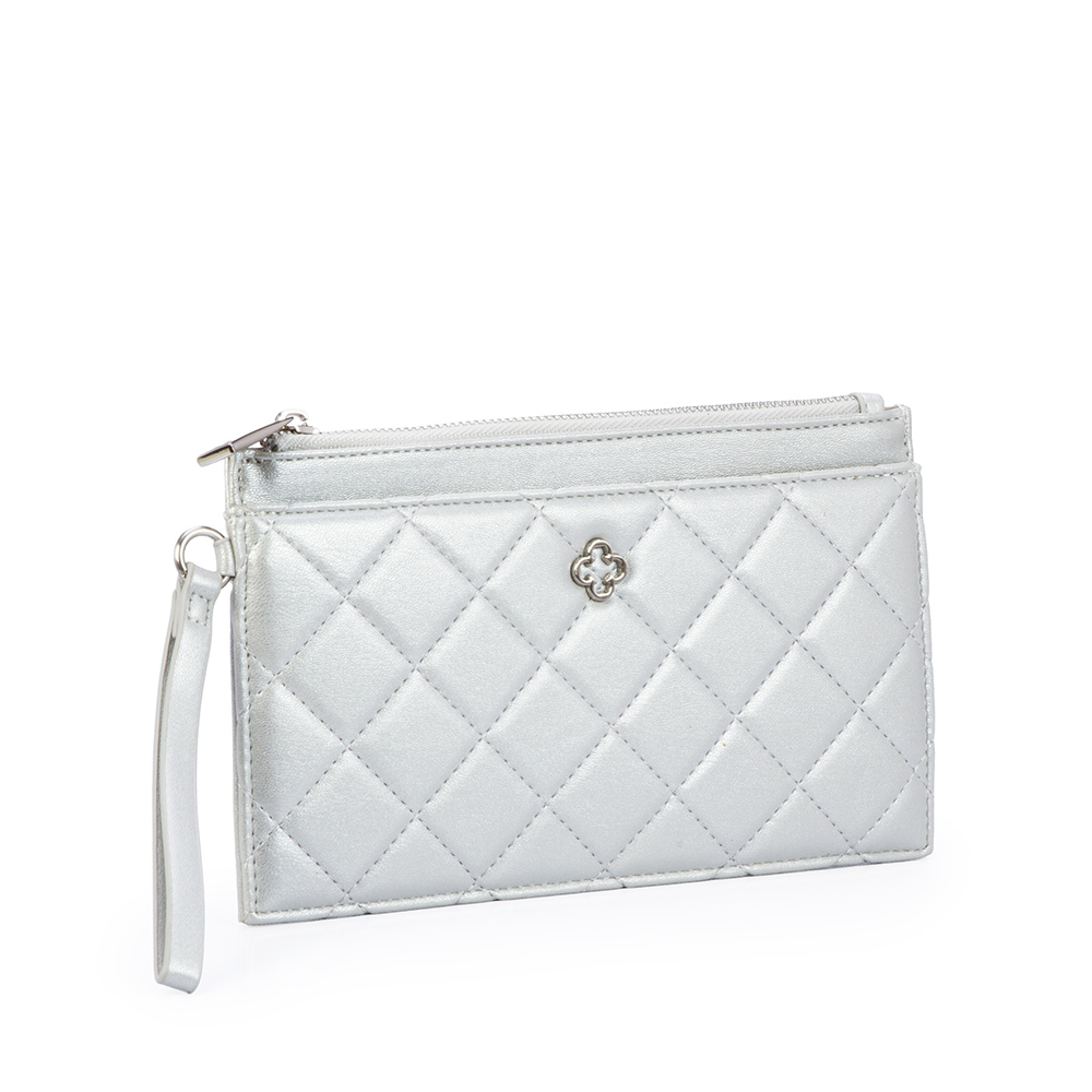 CARTEIRA FEMININA PRATEADA METALIZADA MATELASS&Ecirc; image number 1