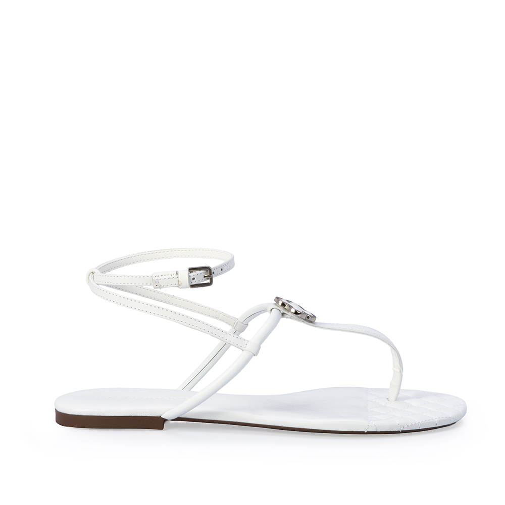 SANDÁLIA RASTEIRA BRANCA DE COURO image number 0