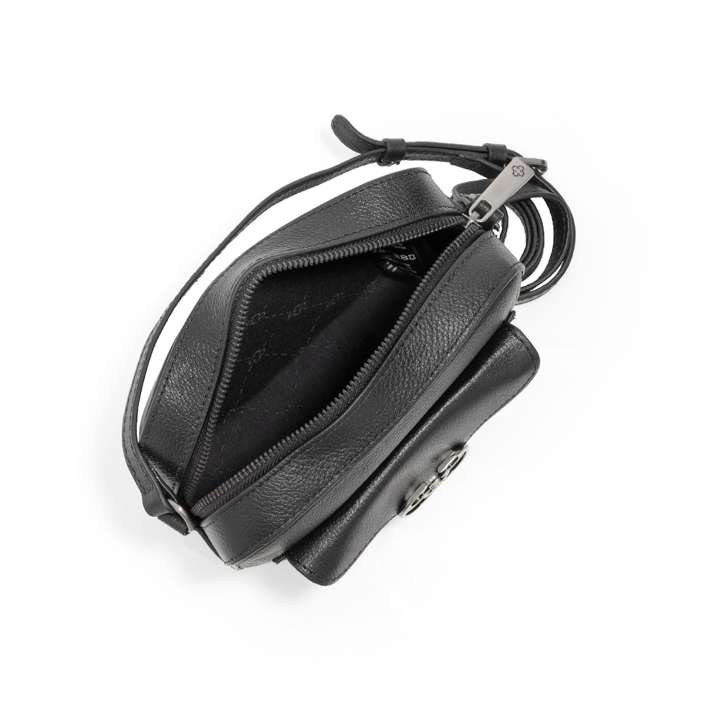 BOLSA PEQUENA TIRACOLO PRETA DE COURO SHOULDER BAG image number 4