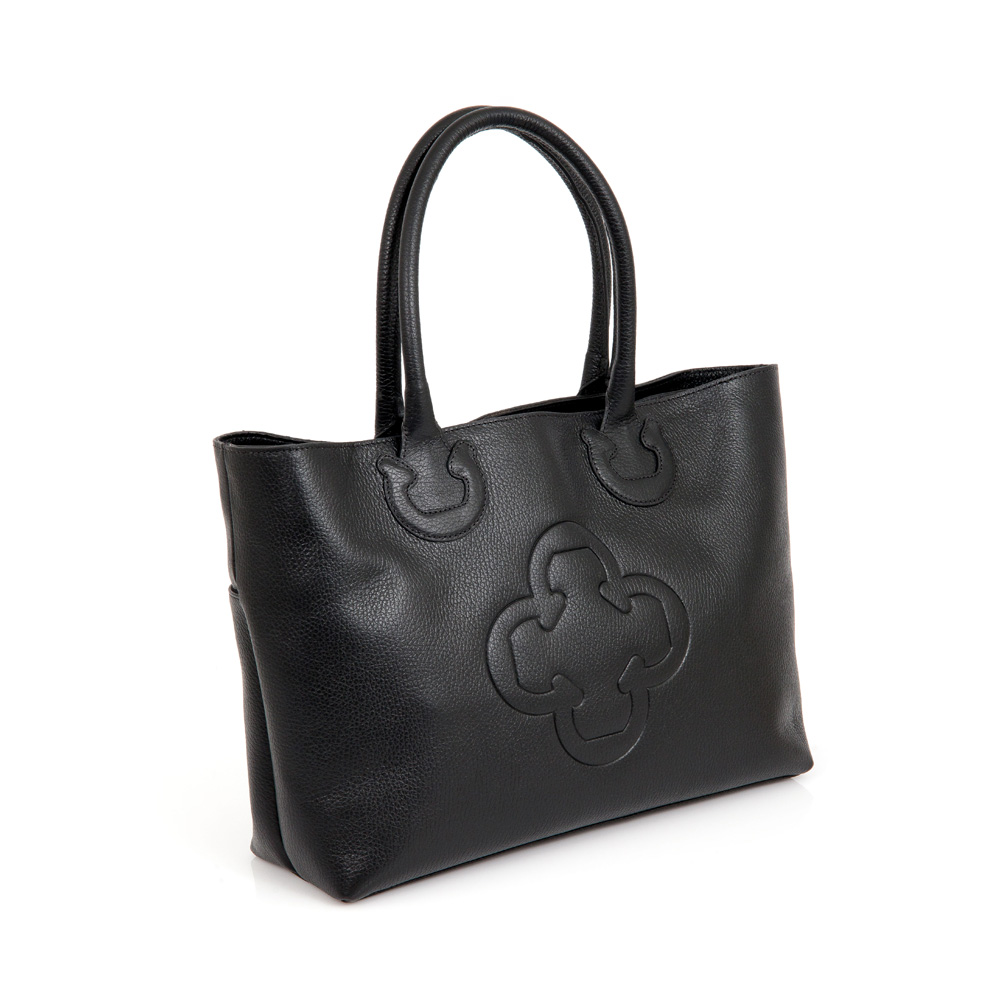 BOLSA SHOPPER PRETA DE COURO image number 2