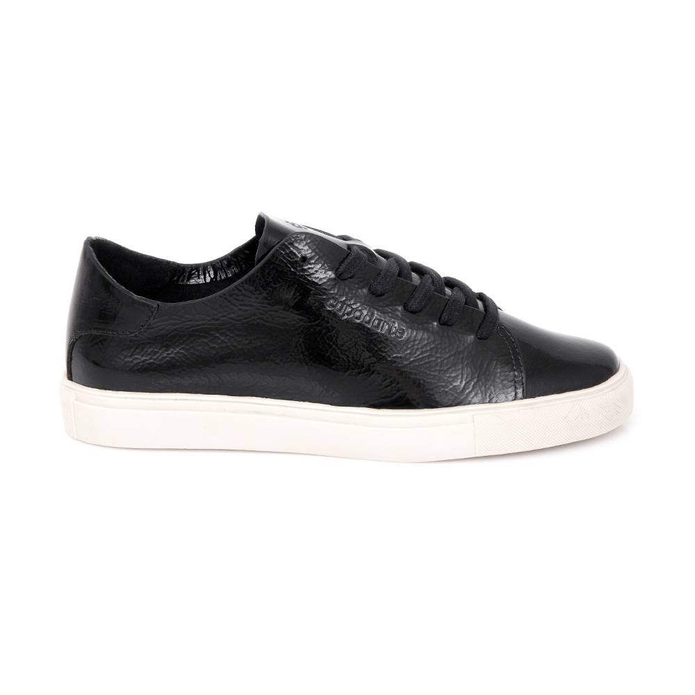 TÊNIS FEMININO DE COURO PRETO VERNIZ AMARRAÇÃO image number 0