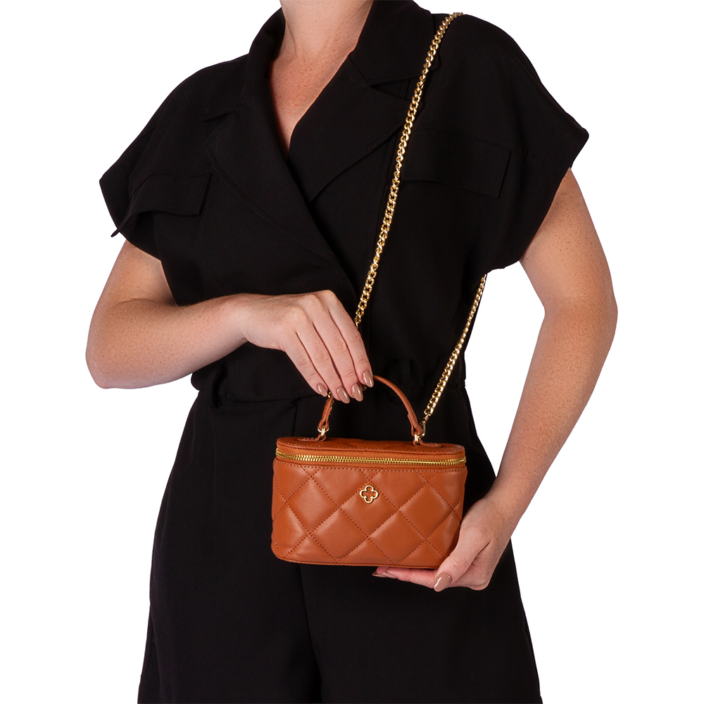 BOLSA PEQUENA COURO CARAMELO C&Acirc;MERA BAG image number 1