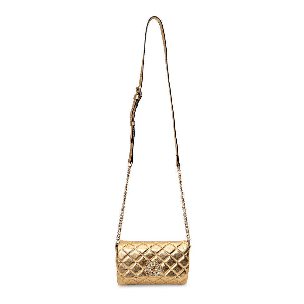 BOLSA PEQUENA DOURADA DE COURO MATELASSÊ image number 3