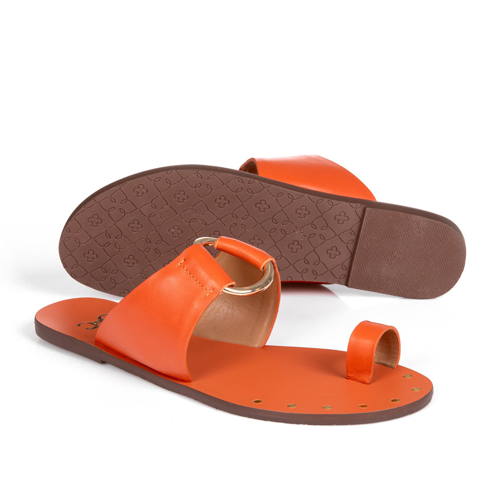 CHINELO RASTEIRO LARANJA DE COURO ARGOLA image number 3