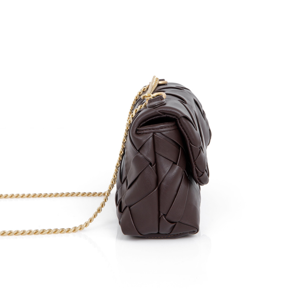 BOLSA SHOULDER BAG MARROM COM AL&Ccedil;A CORRENTE DOURADA TRESS&Ecirc; image number 1