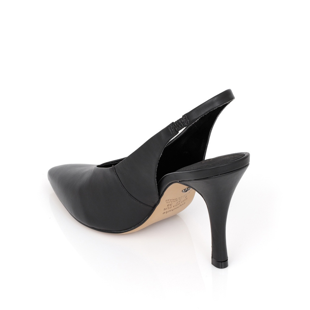 SCARPIN SLINGBACK PRETO DE COURO image number 2