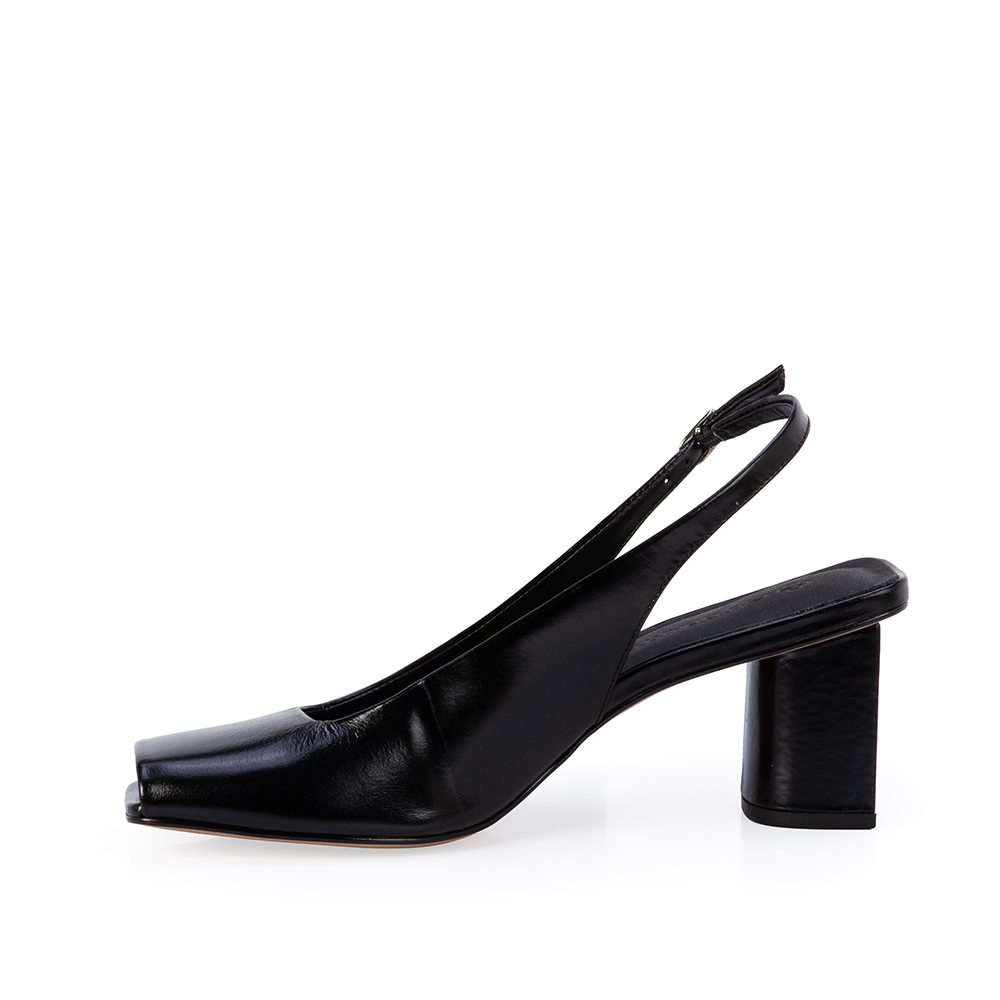 PEEP TOE PRETO DE COURO SALTO BLOCO image number 2