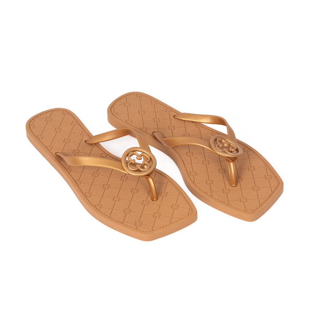 CHINELO DE DEDO MONOGRAMA DOURADO BICO QUADRADO image number 1