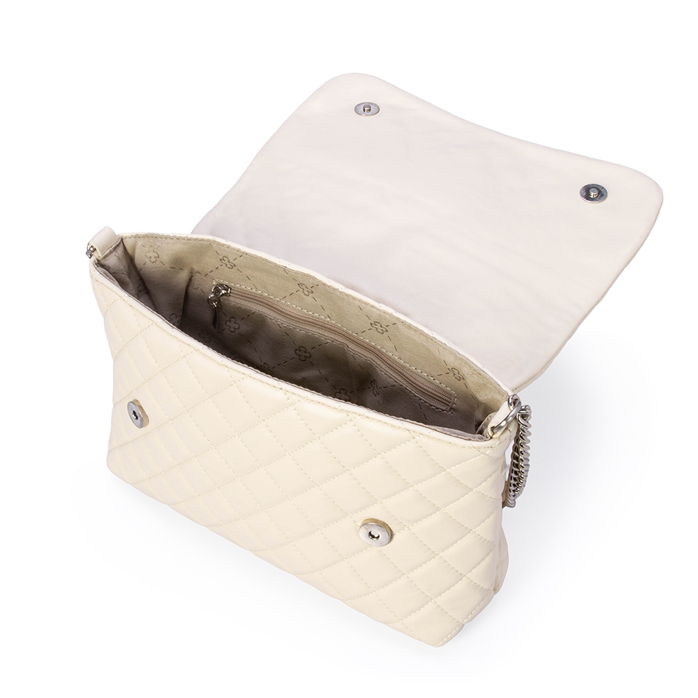 BOLSA BEGE VANILLA DE COURO MATELASS&Ecirc; SHOULDER BAG image number 4