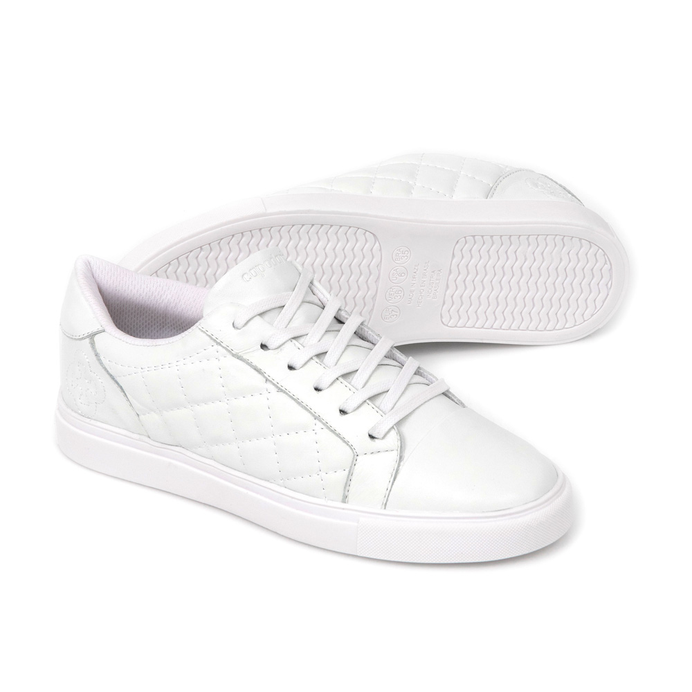 TÊNIS FEMININO BRANCO DE COURO MATELASSÊ AMARRAÇÃO image number 3