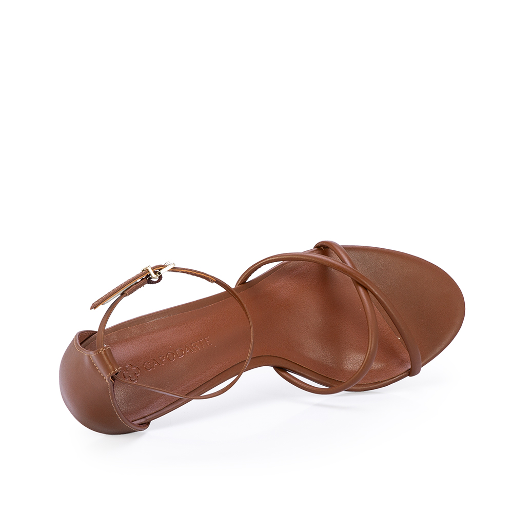 SAND&Aacute;LIA SALTO KITTEN MARROM COURO TIRAS CRUZADAS image number 4