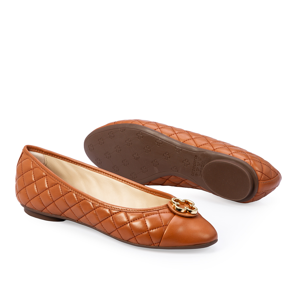 SAPATILHA CATHERINE MODERNIT&Aacute; CARAMELO DE COURO MATELASS&Ecirc; image number 3