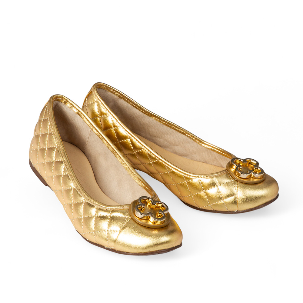 SAPATILHA INFANTIL DOURADA DE COURO MATELASS&Ecirc; image number 1