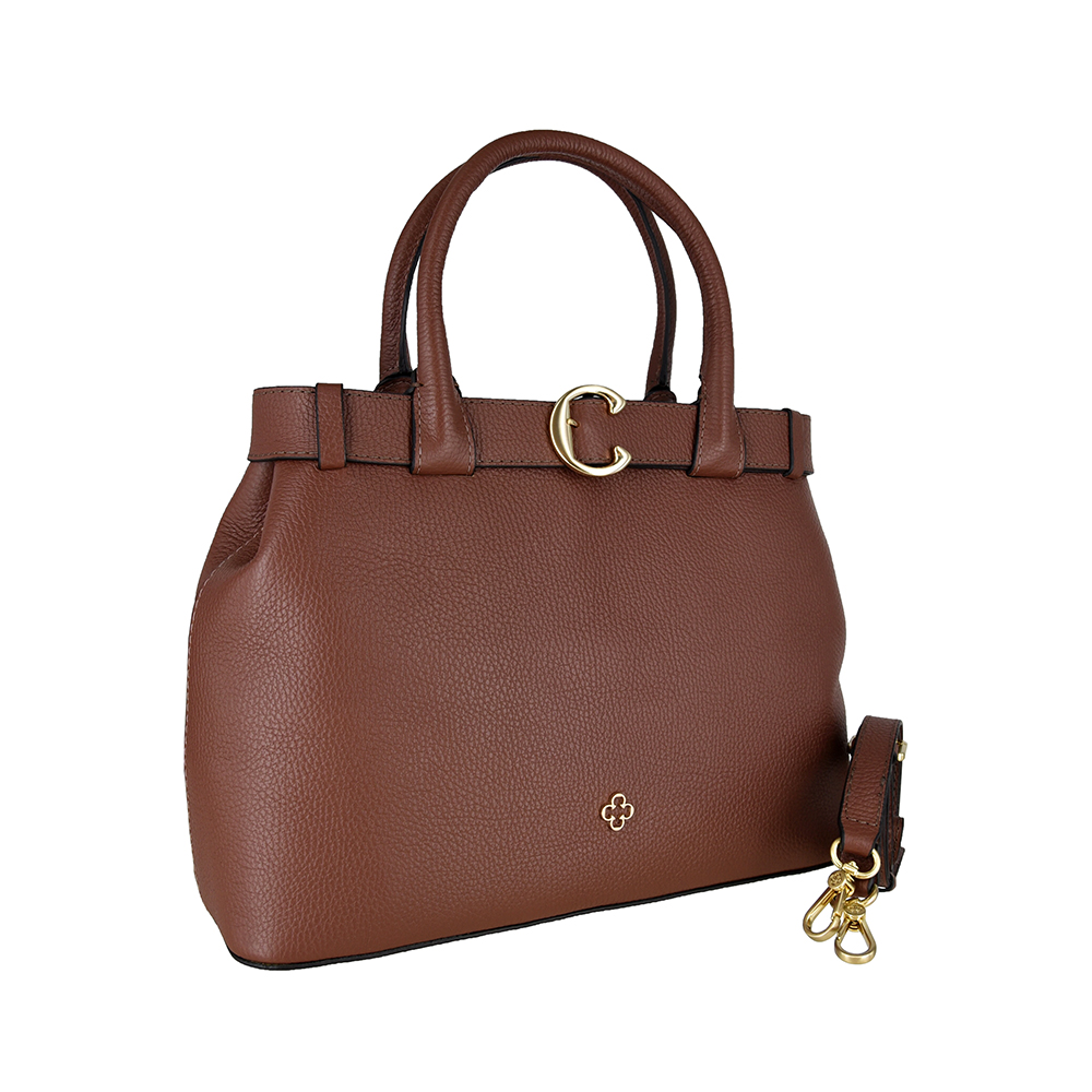 BOLSA MÉDIA MARROM DE COURO TOTE image number 3