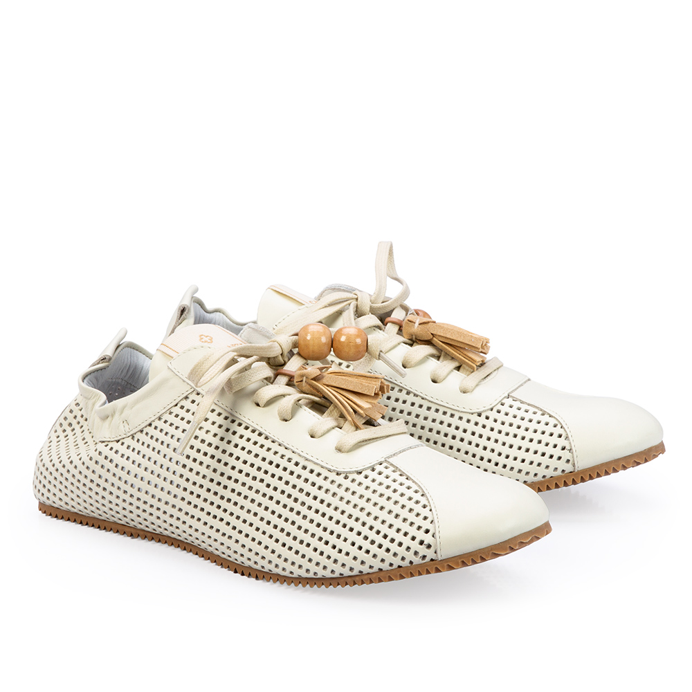 T&Ecirc;NIS FEMININO BRANCO DUNA DE COURO VAZADO COM EL&Aacute;STICO image number 1