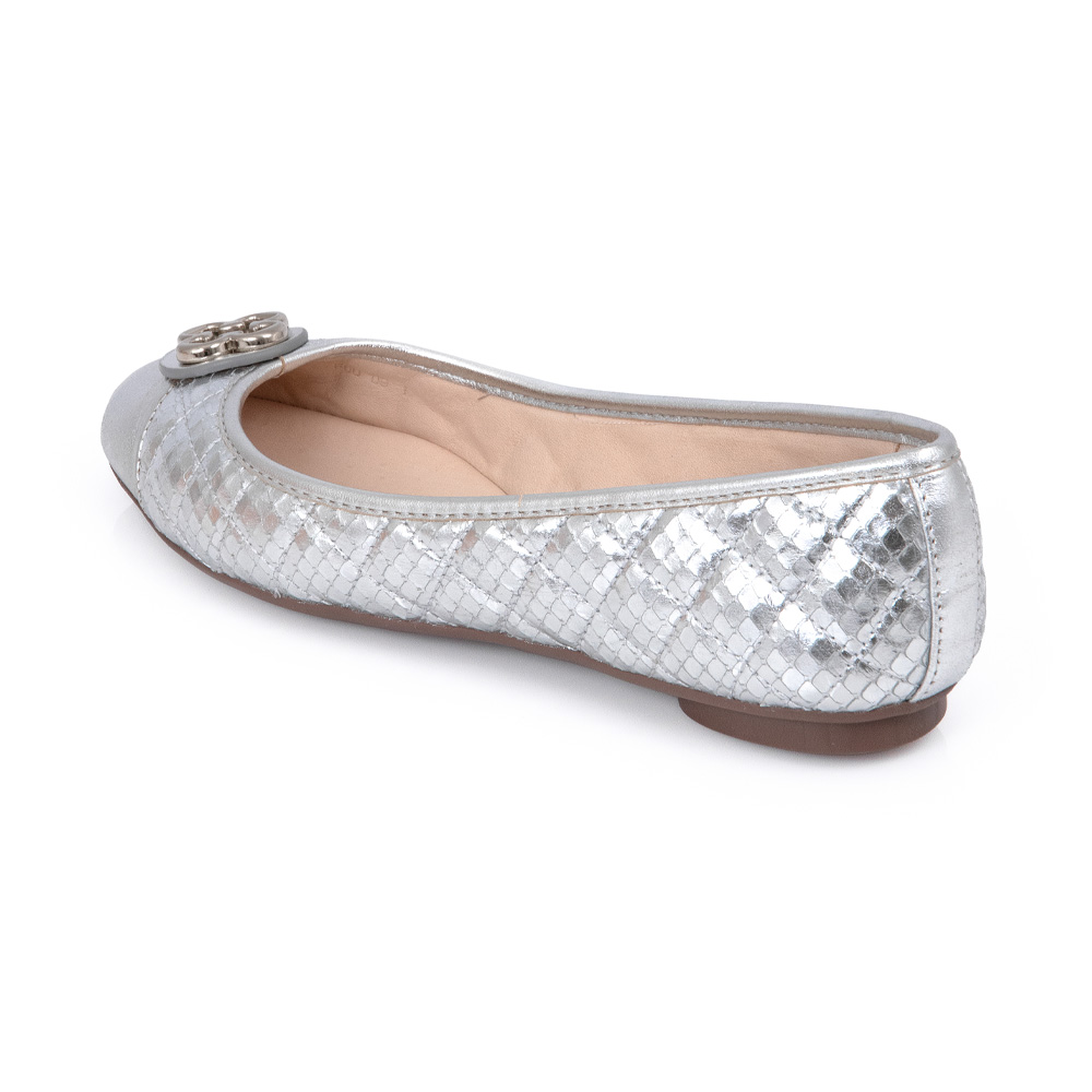 SAPATILHA CATHERINE MODERNIT&Aacute; PRATEADA COURO PITONE MATELASS&Ecirc; image number 2