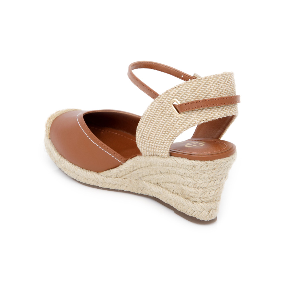 SANDÁLIA ANABELA CARAMELO COURO E JUTA image number 2