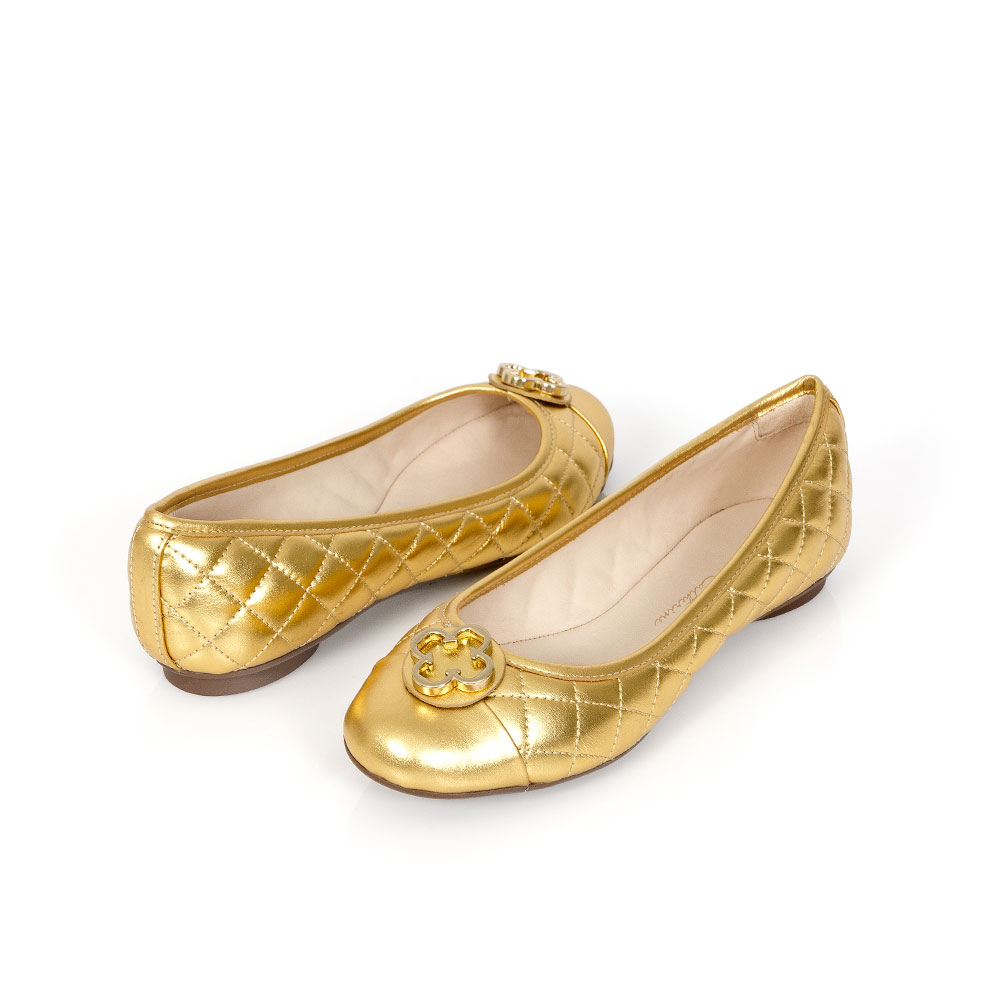 SAPATILHA CATHERINE COURO DOURADA METALIZADA MATELASS&Ecirc; image number 3